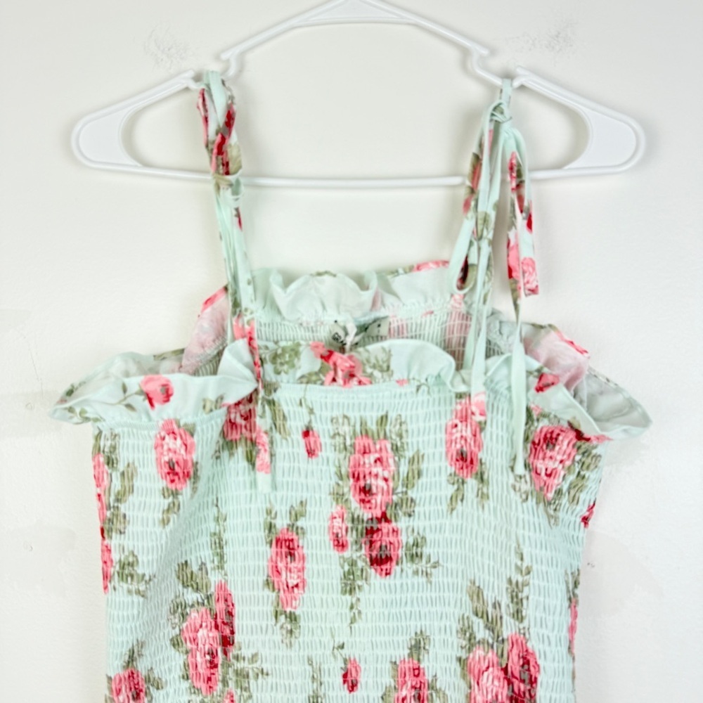 GRACE KARIN Summer Tie-Shoulder Floral Maxi Mermaid Hem Smocked Beach Dress - Picture 6 of 10